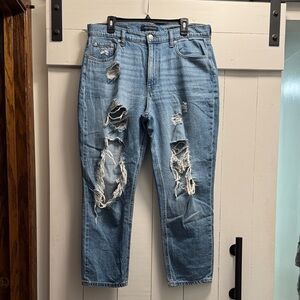 Aeropostale Straight Leg Mom Denim Jeans Size 14 Distressed Baggy